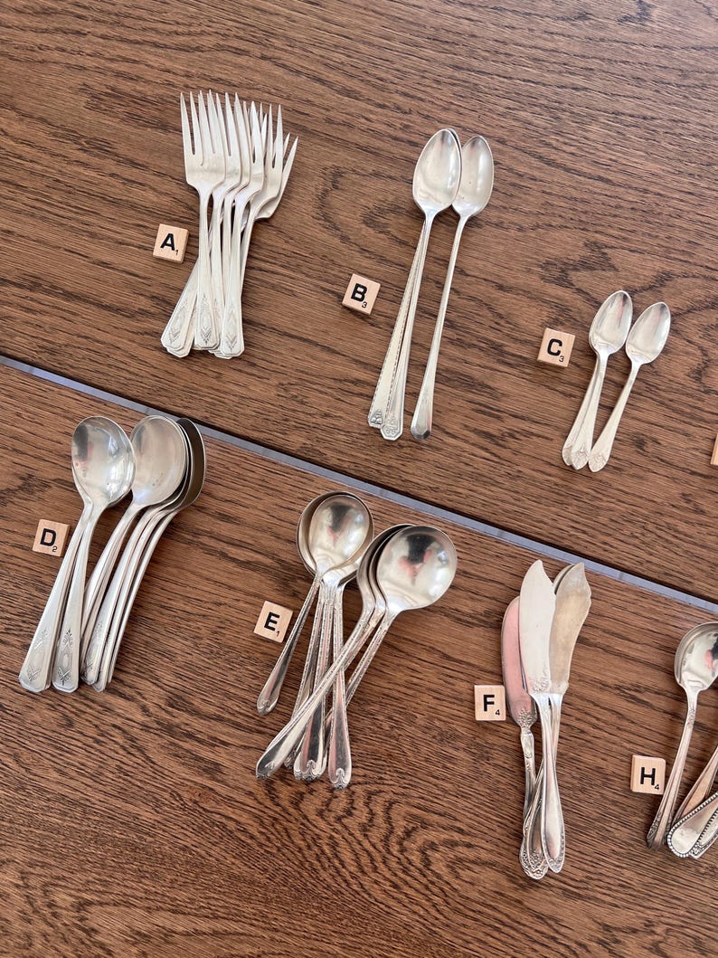 Vintage Assorted Silver-Plated Flatware Sets Unique Utensils Antique Spoons Forks Knives image 1