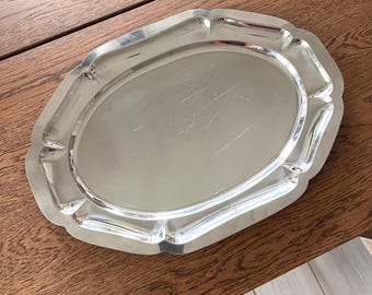 Vintage Large Serving Tray Stainless Steel