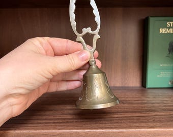 Vintage Brass Bell with Intricate Open-Work Handle