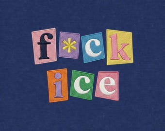 Embroidered Anti ICE Design, Magazine Letter Design, Anti Maga Design, Activist Protest Tee, No Human is Illegal