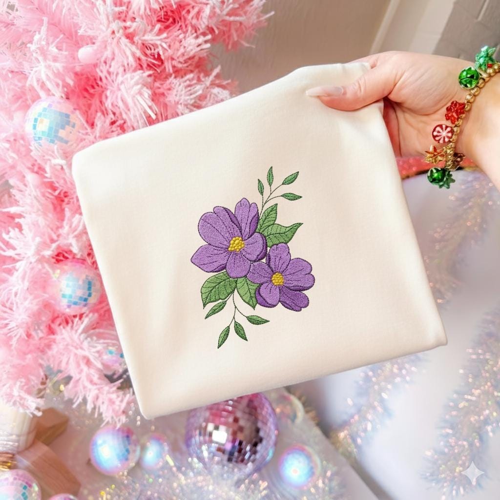 Purple Flower Embroidery Design, Floral Bouquet Machine Embroidery File ...