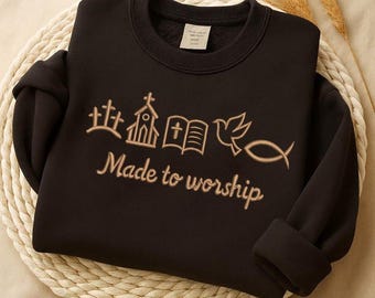 Made to Worship Embroidery Design, Christian Faith Machine Embroidery File, Cross Bible Dove Religious Stitch Pattern