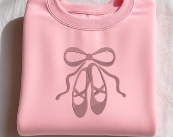 Ballet Slippers Bow Embroidery Design | Pink Ballet Shoes Machine Embroidery File | Dance Embroidery Pattern