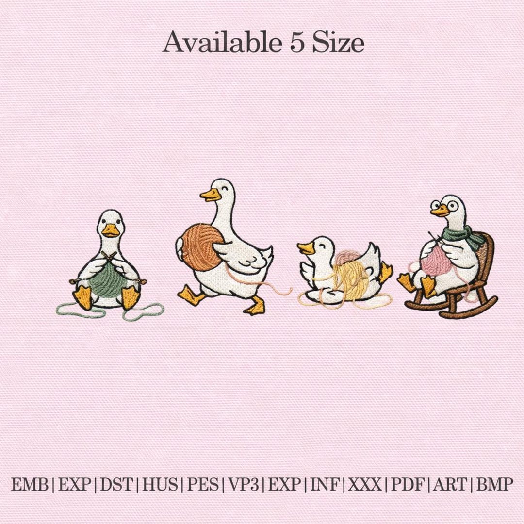Knitting Duck Embroidery Design Set, Cute Duck Embroidery File, Funny ...