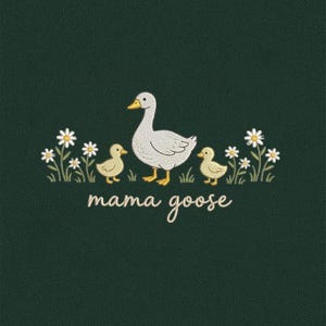 Mama Goose Embroidery Design, Mother Goose With Baby Goslings Embroidery File, Cute Goose Family Machine Embroidery Pattern