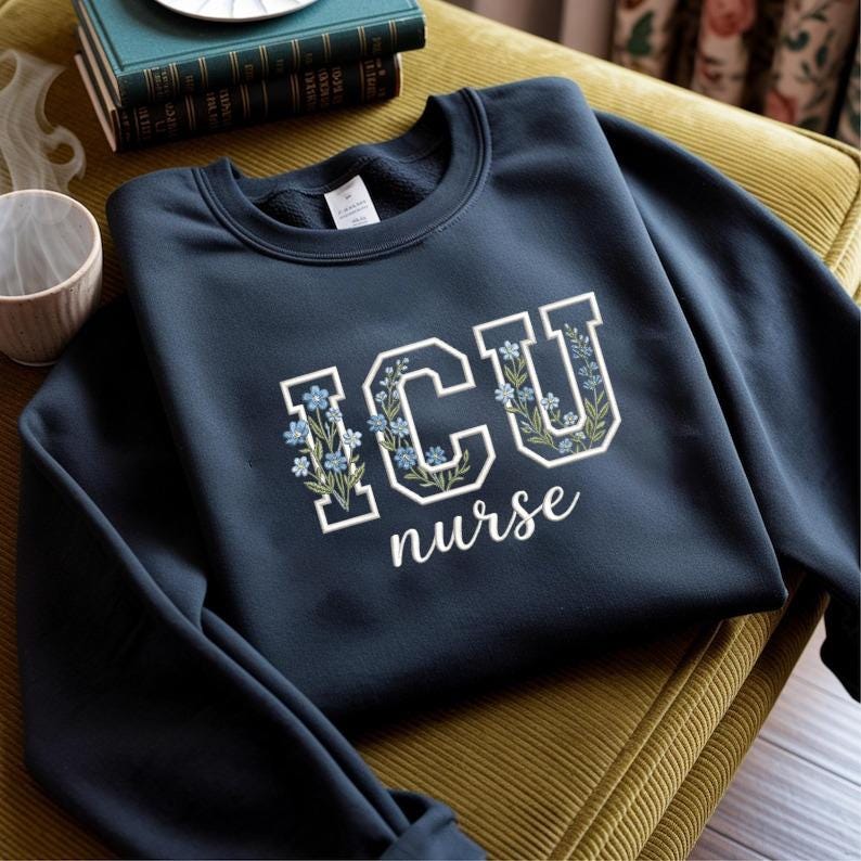 ICU Nurse Embroidery Design, Floral Nurse Embroidery File,medical ...