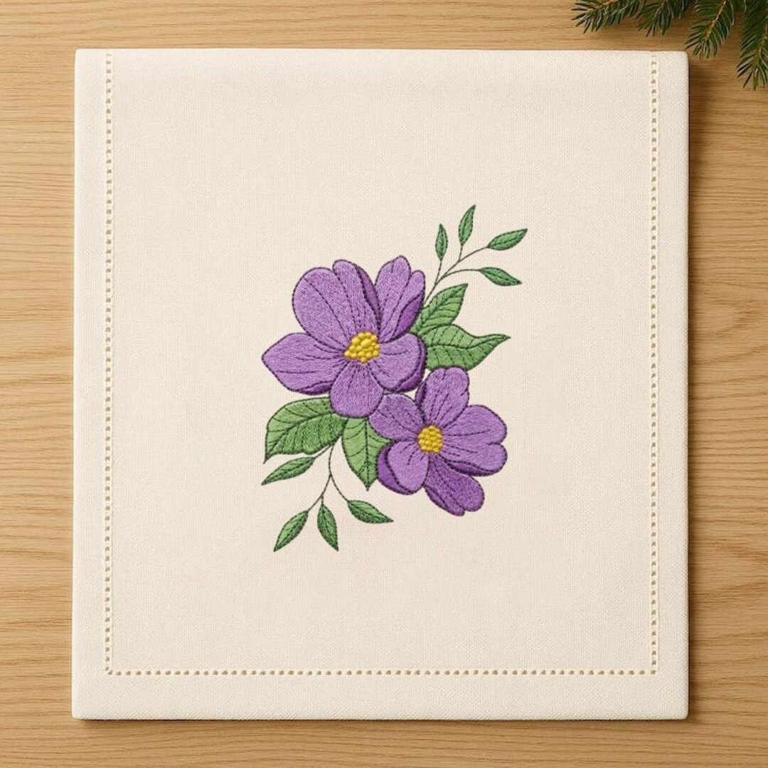 Purple Flower Embroidery Design, Floral Bouquet Machine Embroidery File ...