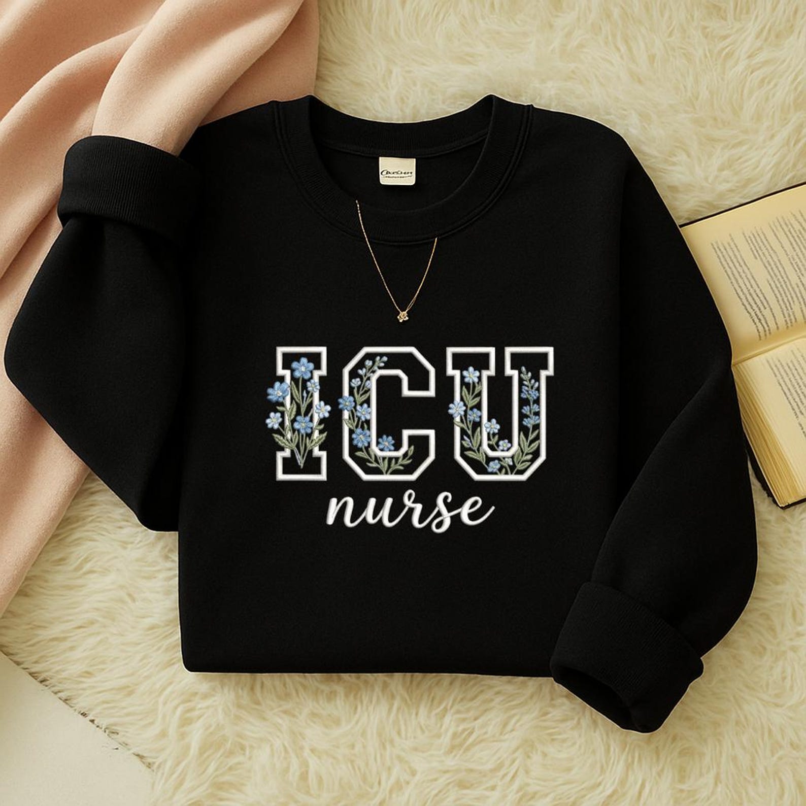 ICU Nurse Embroidery Design, Floral Nurse Embroidery File,medical ...