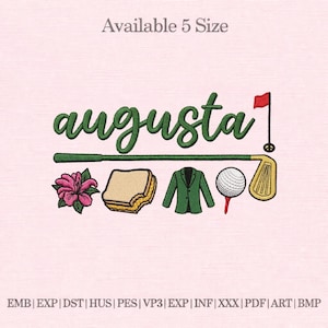 Augusta Golf Embroidery Design, Masters Golf Embroidery File, Golf Shirt Embroidery, Machine Embroidery PES DST EXP, Golf Lover Gift Design
