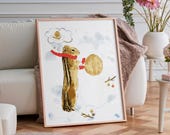 Christmas Illustration Printable, Art Print, Winter Holiday Poster, Wall Decor, Whimsical Art