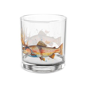 Bull Trout Rocks Glass - 10oz, Unique Barware, Perfect Gift for Fishermen, Home Decor, Rustic Kitchenware, Whiskey Glass
