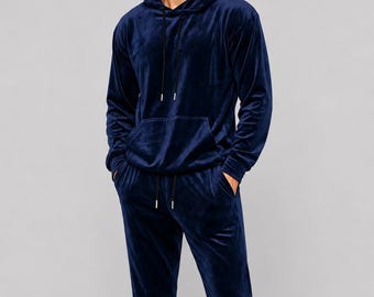 Velours trainingspak heren: hoodie en joggingbroek - fluwelen set in atletische stijl