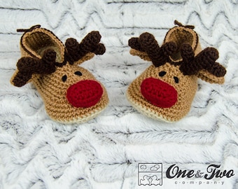 Reindeer Booties - PDF Crochet Pattern - Child sizes ( US 10-11, 12-13, 1-2 ) - Shoes Child Slippers