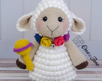 Sheep Crochet Pattern · Lamb Amigurumi Tutorial · Baby Animal DIY · Rattle Toy · PDF Digital Download