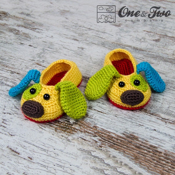 Scrappy the Happy Puppy Slippers PDF Crochet Pattern Child Sizes US 10 11 12 13 1 2 Shoes Child Booties Slippers Etsy Canada