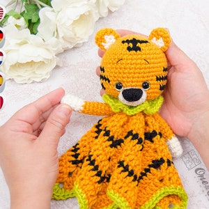 Crochet Tiger Lovey Pattern | Amigurumi Safari Security Blanket | Snuggler PDF