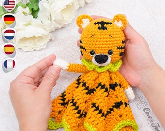 Lovey Crochet Pattern - Tiger PDF Security Blanket - Tutorial Digital Download DIY - Denver the Tiger minilovey - Dou Dou - Baby Toy