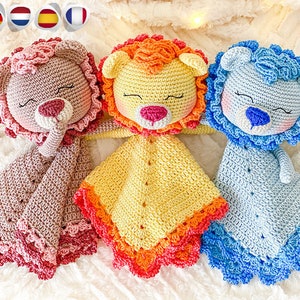 Modèle au crochet Lovey - Couverture de sécurité PDF Lion - Tutoriel en téléchargement numérique DIY - Lancel le lion Minilovey - Dou Dou - Jouet pour bébé