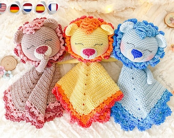 Lovey Crochet Pattern - Lion PDF Security Blanket - Tutorial Digital Download DIY - Lancel the Lion Minilovey - Dou Dou - Baby Toy