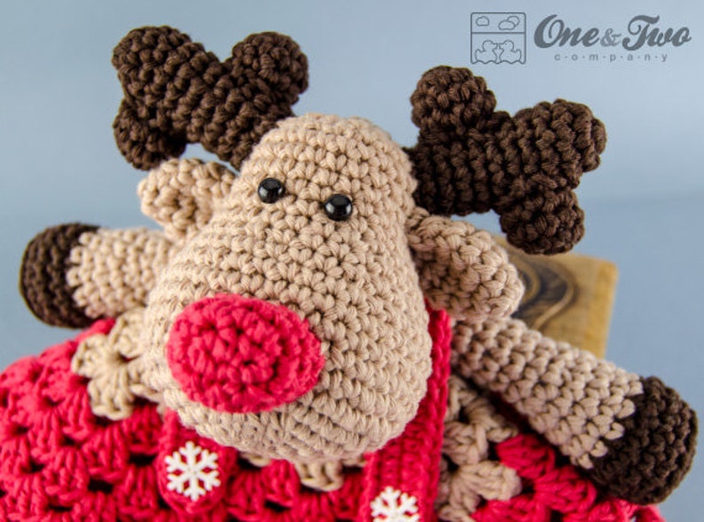 Lovey Crochet Pattern Reindeer Moose PDF Security Blanket Tutorial Digital Download DIY Reindeer & Moose Lovey Dou Dou Baby Toy image 3