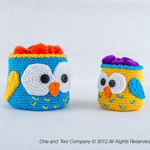 Owl Crochet Baskets 2 sizes PDF Crochet Pattern Instant Download Container Home Decor Basket Box animal image 2