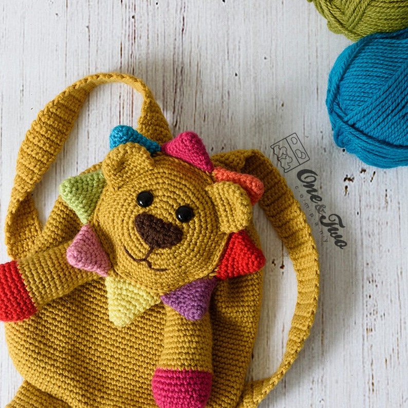 Logan the Lion Backpack PDF Crochet Pattern Instant Download Amigurumi crochet Cuddy Stuff Plush image 3