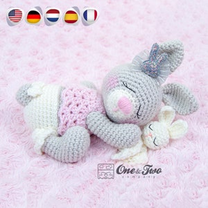 Schema Amigurumi - Schema PDF all'uncinetto per animali - Tutorial Download digitale fai da te - Zuri il coniglietto addormentato Amigurumi - Giocattolo