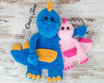 Dinosaur Lovey Crochet Pattern · Plushie Security Blanket Amigurumi · Snuggler Cuddler · Baby Doudou · PDF Tutorial