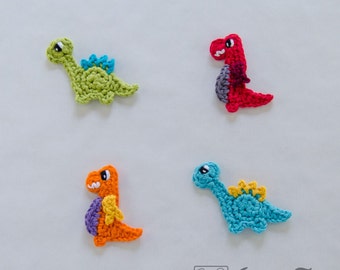 Instant Download - New PDF Crochet Pattern - Dinos Applique - Text instructions and SYMBOL Chart instructions