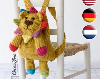 Logan the Lion Backpack - PDF Crochet Pattern - Instant Download - Amigurumi crochet Cuddy Stuff Plush