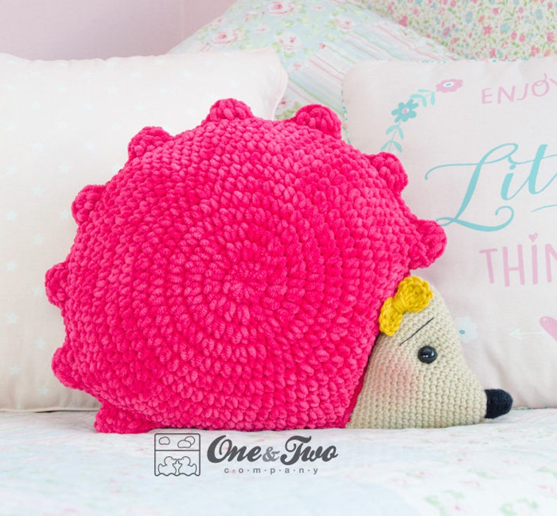 Pixie the Hedgehog Pillow PDF Crochet Pattern Instant Download Animal Cushion Crochet Nursery Baby Shower decor image 4