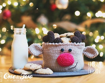 Reindeer Basket - PDF Crochet Pattern - Instant Download - Container Home Decor Basket Box animal