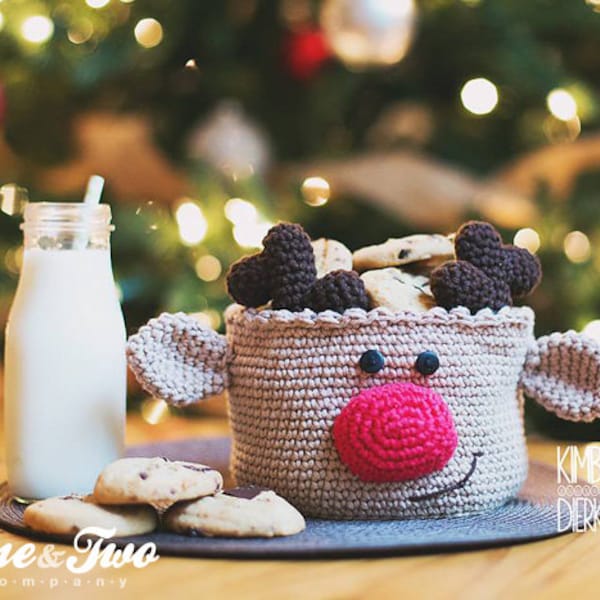 Reindeer Basket - PDF Crochet Pattern - Instant Download - Container Home Decor Basket Box animal