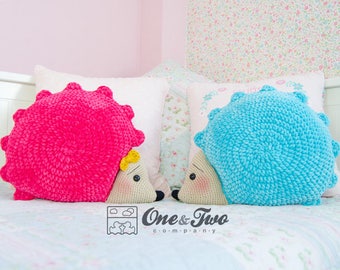 Pixie le hérisson coussin - motif au crochet PDF - téléchargement immédiat - coussin animal au crochet décoration baby shower