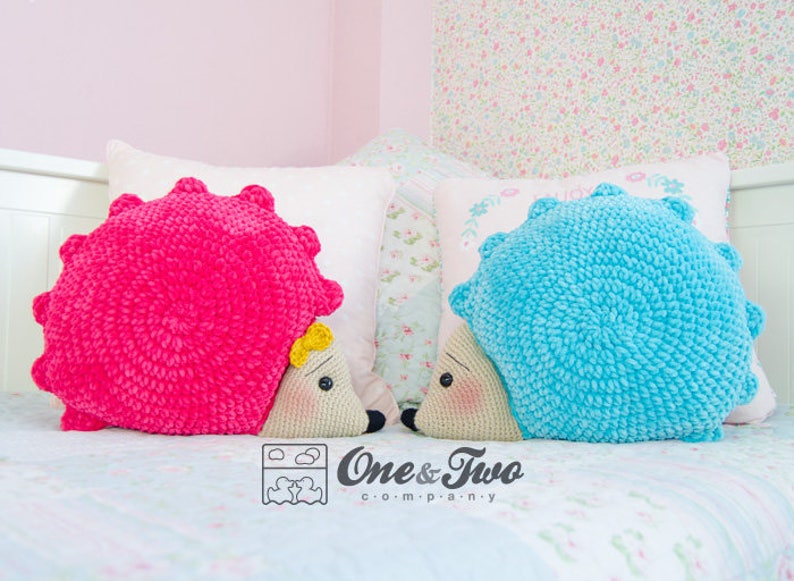 Pixie the Hedgehog Pillow PDF Crochet Pattern Instant Download Animal Cushion Crochet Nursery Baby Shower decor image 1