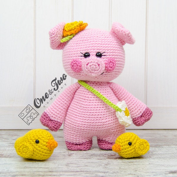 Patron Amigurumi - Cochon PDF au crochet - Tutoriel DIY en téléchargement numérique - Poppy le doux cochon et ses amis « Série Little Explorer »