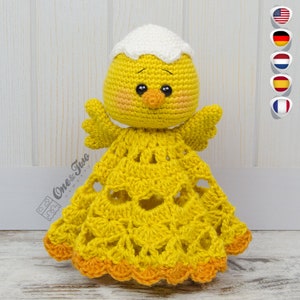 Patrón de peluche de ganchillo / Coco el pollito amigurumi / Manta de seguridad Dou Dou / Descarga digital en PDF