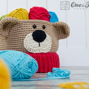 Teddy Bear Crochet Basket PDF Crochet Pattern Instant Download Container Home Decor Basket Box animal image 2