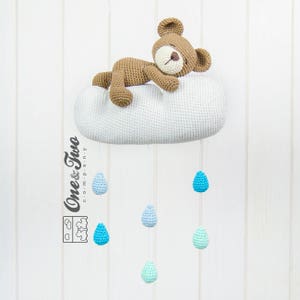 Sweet Dreams Teddy Bear Mobile PDF Crochet Pattern Instant Download Blankie Baby Blanket image 2