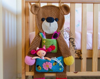 Teddy Bear Organizer - PDF Crochet Pattern - Instant Download - Bear Useful Organizer