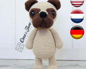 Amigurumi Pattern - Pug Dog PDF Crochet Pattern - Tutorial Digital Download DIY - Hiro the Pug Amigurumi - Plush Toy