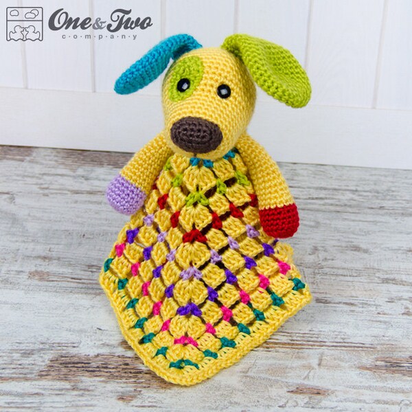 Lovey Crochet Pattern - Dog PDF Security Blanket - Tutorial Digital Download DIY -  Scrappy the Happy Puppy Lovey  - Dou Dou - Baby toy