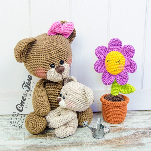 Patron Amigurumi - Patron au crochet PDF ours - Tutoriel DIY en téléchargement numérique - Bonnie et Benjamin la petite famille ours en peluche - Trucs en peluche