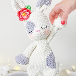 Crochet PATTERN Nibbles the Bunny Cuddler Dou Dou Soft Toy Plushie Pattern Crochet Lovey Security Blanket image 5