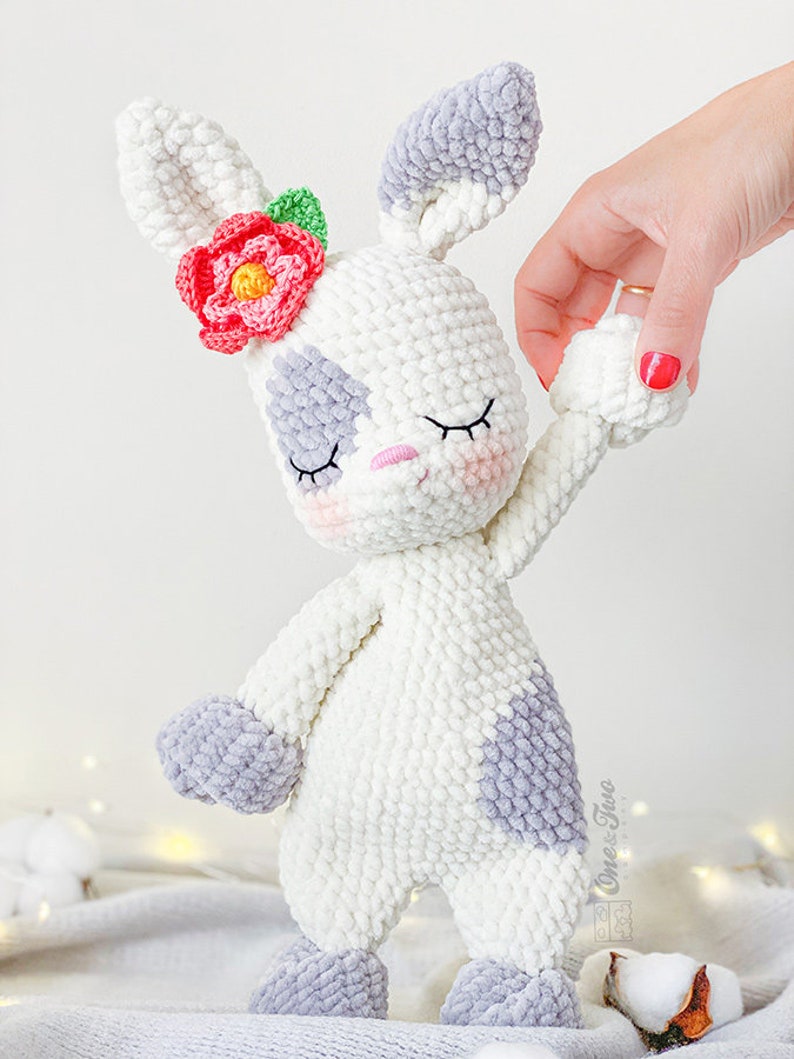 Crochet PATTERN Nibbles the Bunny Cuddler Dou Dou Soft Toy Plushie Pattern Crochet Lovey Security Blanket image 5