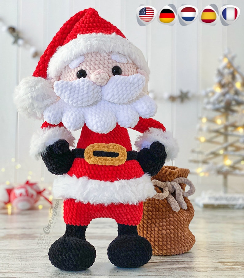 Crochet PATTERN Noel the Santa Amigurumi Soft Toy Christmas Plushie Pattern image 1