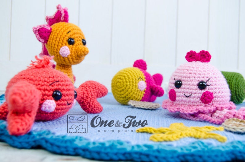 Amigurumi Pattern Crab Seahorse Fish PDF Crochet Pattern Tutorial Digital Download DIY Adventure under the Sea Playset Plush Toy image 5