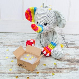 Amigurumi Pattern Doll PDF Crochet Pattern Tutorial Digital Download DIY Hue the Rainbow Elephant Amigurumi Toy image 6