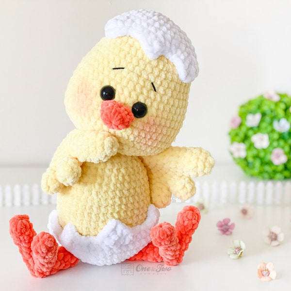 MOTIF au crochet - Coco le petit poulet Amigurumi - Modèle peluche - Poulet joufflu - Peluche