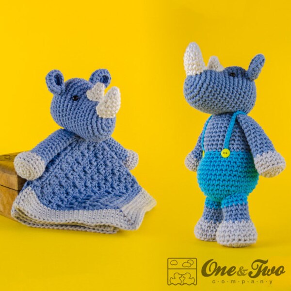 Combo Pack - Max the Rhino Lovey and Amigurumi Set for 7.99 Dollars - PDF Crochet Pattern - Instant Download - Special Offer Pattern Pack